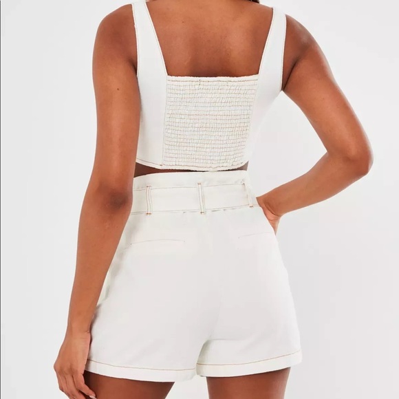 Missguided cream ord raffia buckle denim shorts - Picture 4 of 4